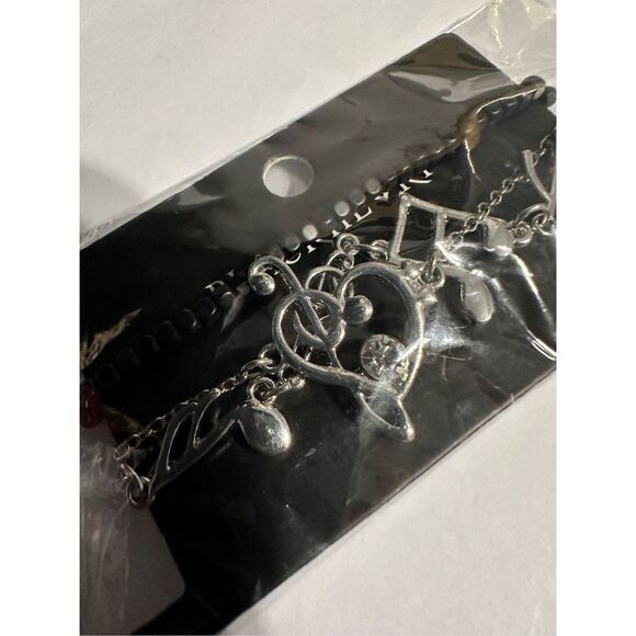 NEW IN PACKAGE Music Note Heart silver chain 3pk - Picture 2 of 7